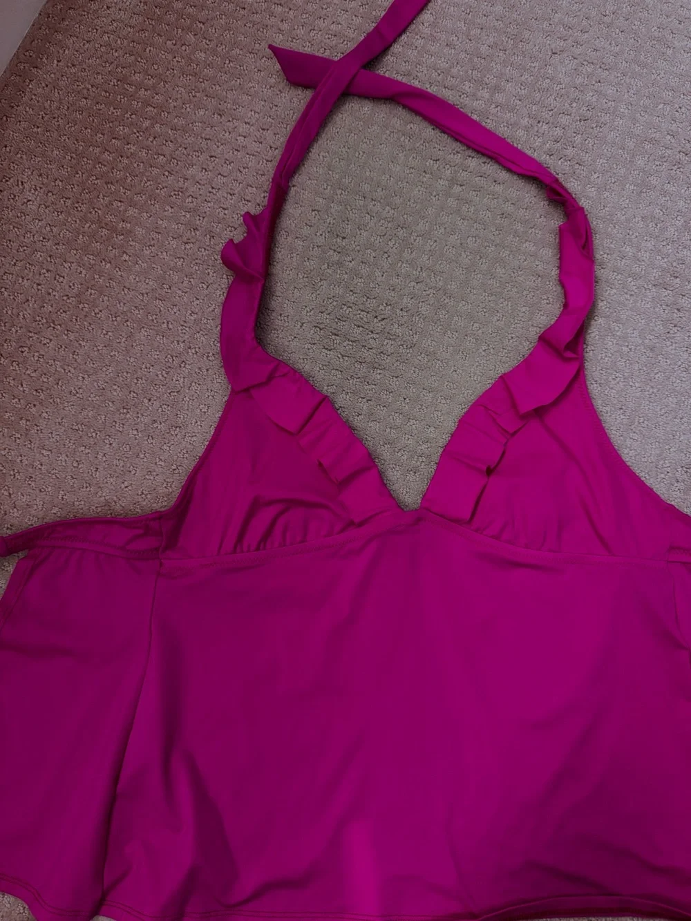 Raspberry Ruffle-Trim Women’s Swimsuit Tankini